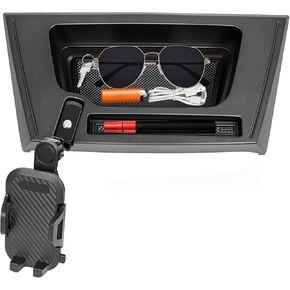 حامل هاتف مطور متوافق مع Jeep Wrangler JK JKU 2011-2018 | حامل هاتف يدور 360 درجة | حامل متعدد مضاد للاهتزاز + صينية تخزين لملحقات رانجلر - أسود in Kuwait