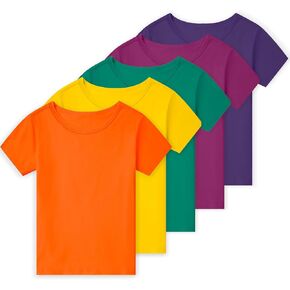 مجموعة من 5 تي شيرتات للأولاد الصغار قطن بأكمام قصيرة قمصان صيفية أساسية للشباب (2T-14Y) in Kuwait