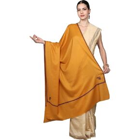 Exotic India Plain Kashmiri Kingri Shawl with Sozni Hand-Embroidery on Border in Kuwait