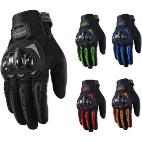 قفازات الدراجات النارية - قفازات كاملة الأصابع لراكبي الدراجات النارية للرجال والنساء، قفازات جلدية لركوب الدراجات والسباق بمفاصل صلبة، قفازات للدراجات النارية قابلة للتنفس ومتينة تعمل باللمس in Kuwait