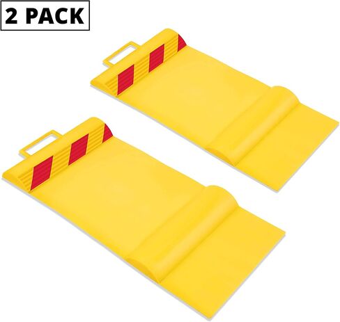 سجادة مواقف السيارات من راكسجو، سدادة عجلة المرآب، أداة المساعدة في ركن السيارة، أدلة الإطارات للسيارات والشاحنات والمركبات الأخرى | مقابض مضادة للانزلاق، لاصق سهل التركيب، مقابض حمل وشرائط عاكسة | عبوة من 2 سجادة in Kuwait