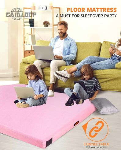 3 Inch Memory Foam Camping Mattress, Dual Layer Thick Sleeping Camp Pad for Car Tent Cot, Roll-Up Portable Glamping Floor Bed for Guests Sleepover in Kuwait