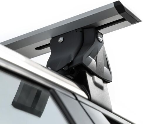 حامل سقف عالمي مقاس 55 بوصة، قضبان متقاطعة من الألومنيوم السميك، رف سقف قابل للتعديل وقابل للقفل متوافق مع السيارة بدون قضبان جانبية، سعة تحميل 255 رطل، فضي in Kuwait