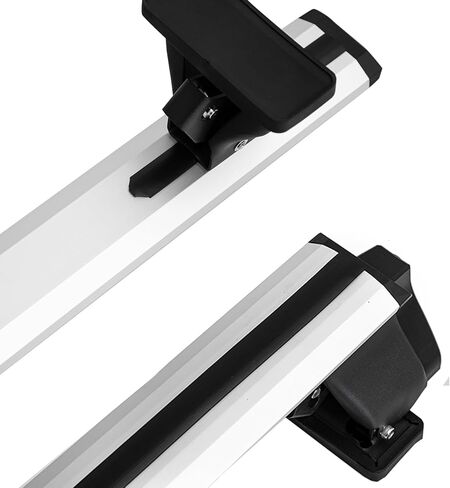 حامل سقف عالمي مقاس 55 بوصة، قضبان متقاطعة من الألومنيوم السميك، رف سقف قابل للتعديل وقابل للقفل متوافق مع السيارة بدون قضبان جانبية، سعة تحميل 255 رطل، فضي in Kuwait