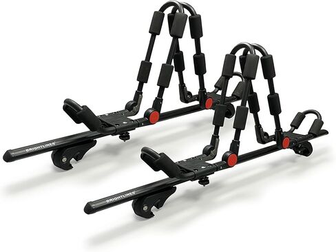 BRIGHTLINES 53" All Black Lockable Universal Cross Bars Roof Racks & Two Pairs Foldable Kayak Racks for Kayaks, Canoe, SUP in Saudi Arabia
