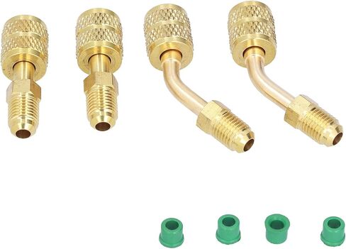 HVAC Refrigerant Charging Adapter Premium Brass 1/4SAE to 5/16SAE Conversion Head with Green Gaskets for R410 Air Conditioners and HVAC Systems 4Pcs Kit in Saudi Arabia