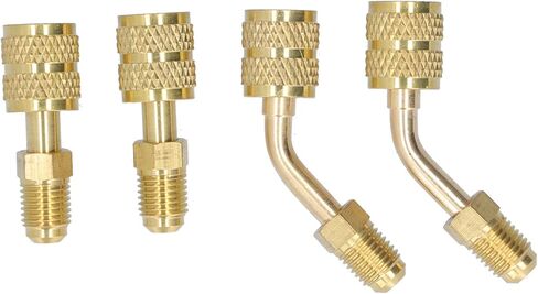 HVAC Refrigerant Charging Adapter Premium Brass 1/4SAE to 5/16SAE Conversion Head with Green Gaskets for R410 Air Conditioners and HVAC Systems 4Pcs Kit in Saudi Arabia