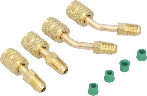 HVAC Refrigerant Charging Adapter Premium Brass 1/4SAE to 5/16SAE Conversion Head with Green Gaskets for R410 Air Conditioners and HVAC Systems 4Pcs Kit in Saudi Arabia