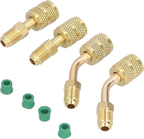 HVAC Refrigerant Charging Adapter Premium Brass 1/4SAE to 5/16SAE Conversion Head with Green Gaskets for R410 Air Conditioners and HVAC Systems 4Pcs Kit in Saudi Arabia