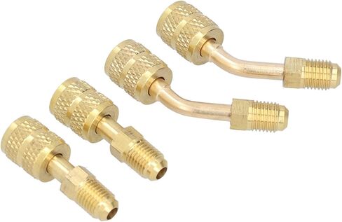 HVAC Refrigerant Charging Adapter Premium Brass 1/4SAE to 5/16SAE Conversion Head with Green Gaskets for R410 Air Conditioners and HVAC Systems 4Pcs Kit in Saudi Arabia