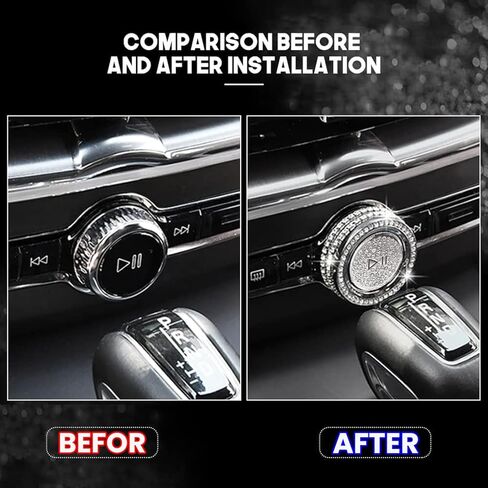 قطعتان من حلقة غطاء مقبض ضبط الحجم الكريستالي اللامع، متوافقة مع فولفو XC90/S90/V90/XC60/S60/V60/XC40 لوحدة التحكم المركزية للسيارة وغطاء زر الصوت الداخلي من حجر الراين in Kuwait