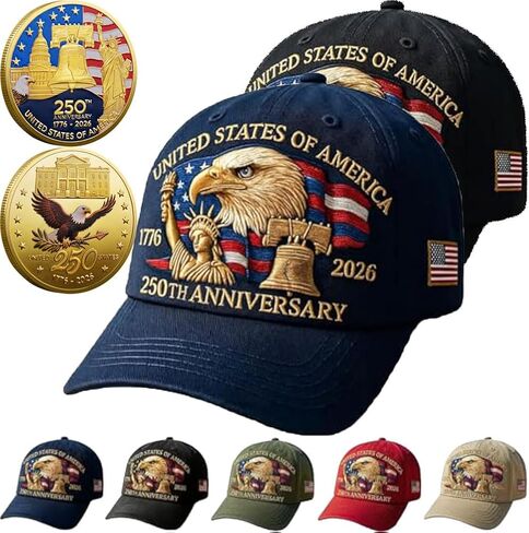 United States 250th Anniversary Hat,Eagle & Liberty 250 Year American Anniversary Embroidered Cap with Badge in Saudi Arabia