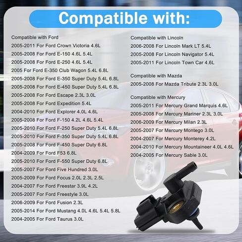 FPS505, FPS5 CM5229, 0261230093, 3F2Z9G756AC Fuel Rail Injection Pressure Sensor for 2005 Ford Mustang 4.0L 245Cu. in. V6 Gas SOHC Naturally Aspirated in Saudi Arabia