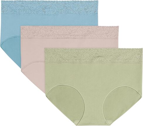 Bali Women's Brief Underwear 3-pack, Modern Seamless Brief Panties With Lace Trim in Saudi Arabia