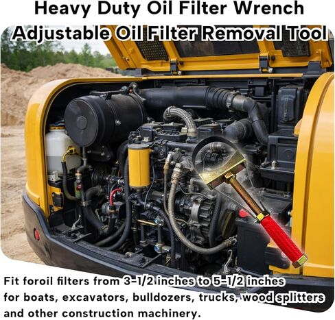 Adjustable Oil Filter Wrench, Heavy Duty Oil Filter Removal Tool Adjustable Strap 9-15cm Diameter, Filter Strap Wrench for Larger Vehicles, Large Truck, Large Tractor, Excavators etc in Kuwait