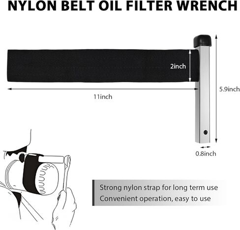 Nylon Strap Oil Filter Wrench, 1/2" Drive Belt Type Wrench Adjustable Filter Removal Tool, Heavy Duty Strap Oil Filters Remover for Engine Conduit Fittings Maintenance in Saudi Arabia