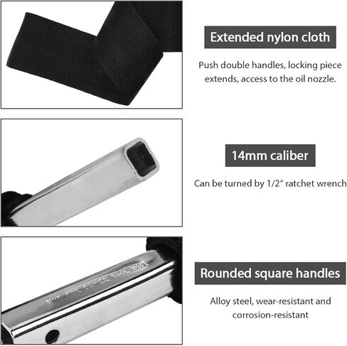 Nylon Strap Oil Filter Wrench, 1/2" Drive Belt Type Wrench Adjustable Filter Removal Tool, Heavy Duty Strap Oil Filters Remover for Engine Conduit Fittings Maintenance in Saudi Arabia