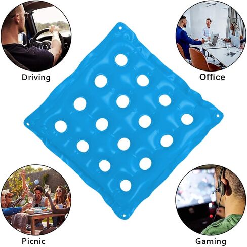 SUNSHINE-MALL Office Chair Cushions, air Cushion seat, sit Cushion, with air Vent, can be a Small Amount of air or Water, Very Suitable for Office Chair and Wheelchair use(Blue 19 inch) in Saudi Arabia