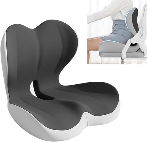 وسادة مقعد على شكل حرف L للجلوس لفترة طويلة، وسادة مقعد قيادة مريحة من إسفنج الذاكرة لدعم الظهر لتخفيف آلام الظهر، تصميم مانع للانزلاق للسيارة والشاحنة وكرسي المنزل ومقعد المكتب (أسود رمادي) in Kuwait