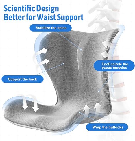 وسادة مقعد مسند الظهر لدعم قطني مريح من ديرسون لكرسي المكتب، مصحح الوضعية لألم الظهر السفلي من الخصر، وسادة إسفنجية كبيرة لفرد الظهر للمكتب والمقعد الأرضي والعمل in Kuwait