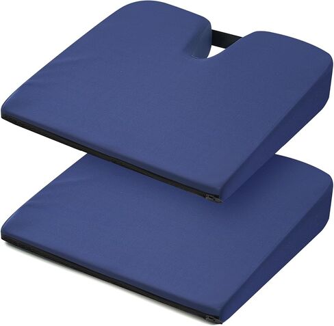2 Pcs Wedge Seat Cushion for Coccyx 15" Gradual Slope Sciatica Tailbone Cushion with Washable Cover Soft Foam Pad for Pain Relief Driving Office Chairs Recliner Wheelchair, Blue in Saudi Arabia
