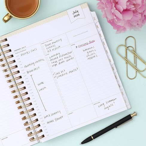 Blue Sky Day Designer 2026-2027 Daily and Monthly Academic Year Planner Calendar, July 2026 - June 2027, 8" x 10", Flexible Cover, Laminated Tabs, Storage Pocket, Includes Stickers, Black Stripe in Saudi Arabia