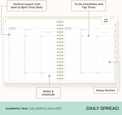 Blue Sky Day Designer 2026-2027 Daily and Monthly Academic Year Planner Calendar, July 2026 - June 2027, 8" x 10", Flexible Cover, Laminated Tabs, Storage Pocket, Includes Stickers, Black Stripe in Saudi Arabia