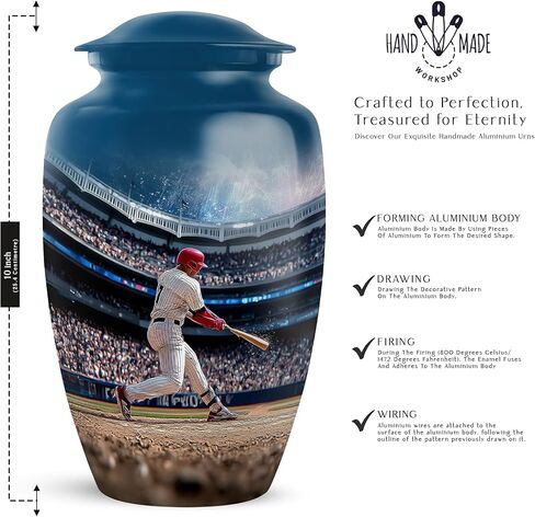 Baseball Urns for Human Ashes Adult Man - Blue Cremation Urns for Human Ashes - Small Keepsake for Mom - Stadium Urn for Adult Male - Unique Decorative Urn - Combo of 5-10 Inch & 3 Inch in Saudi Arabia
