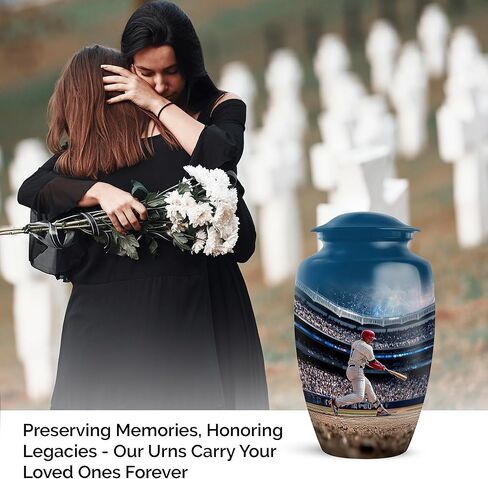 Baseball Urns for Human Ashes Adult Man - Blue Cremation Urns for Human Ashes - Small Keepsake for Mom - Stadium Urn for Adult Male - Unique Decorative Urn - Combo of 5-10 Inch & 3 Inch in Saudi Arabia