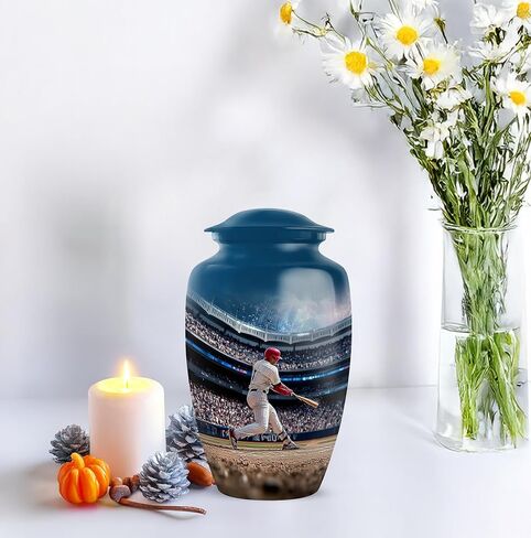 Baseball Urns for Human Ashes Adult Man - Blue Cremation Urns for Human Ashes - Small Keepsake for Mom - Stadium Urn for Adult Male - Unique Decorative Urn - Combo of 5-10 Inch & 3 Inch in Saudi Arabia
