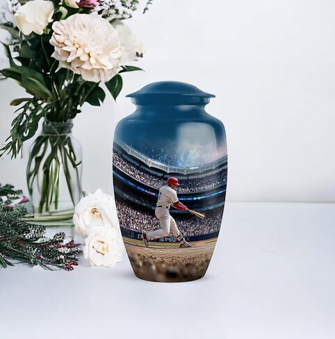 Baseball Urns for Human Ashes Adult Man - Blue Cremation Urns for Human Ashes - Small Keepsake for Mom - Stadium Urn for Adult Male - Unique Decorative Urn - Combo of 5-10 Inch & 3 Inch in Saudi Arabia