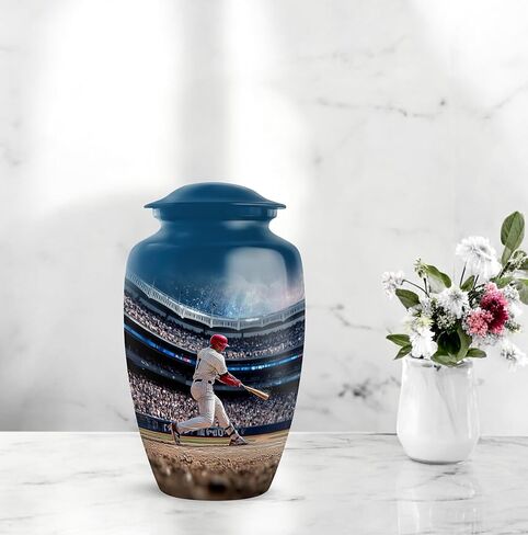 Baseball Urns for Human Ashes Adult Man - Blue Cremation Urns for Human Ashes - Small Keepsake for Mom - Stadium Urn for Adult Male - Unique Decorative Urn - Combo of 5-10 Inch & 3 Inch in Saudi Arabia