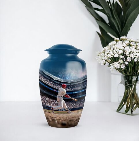 Baseball Urns for Human Ashes Adult Man - Blue Cremation Urns for Human Ashes - Small Keepsake for Mom - Stadium Urn for Adult Male - Unique Decorative Urn - Combo of 5-10 Inch & 3 Inch in Saudi Arabia