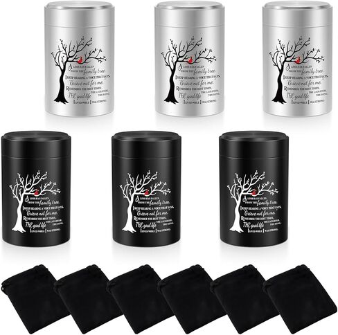 SOITIS Set of 6 Small Urns for Human Ashes Keepsake, 2.6 Inches Stainless Steel Mini Urns for Ashes, Cremation Keepsake Urns for Women Men, Funeral Burial Holder Memorial Ashes Keepsake in Saudi Arabia
