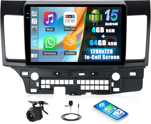 8-Core 4+64G Android Car Stereo for Mitsubishi Lancer EX 2010-2017 with Carplay Android Auto 59 Theme 10.1 inch Touch Screen Bluetooth 5.0 FM/RDS Network Radio DSP 32EQ AI Voice GPS in Kuwait