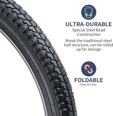 2 Pack 20" Bike Tires 20 x 1.75(47-406) Plus 2 Pack Bike Tubes 20x1.5/1.75 AV32mm Schrader Valve Compatible with 20x1.75 Most Bike Tires(YH-Black) in Saudi Arabia