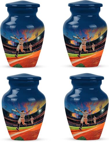 Baseball Urns for Human Ashes Adult Man - Blue Cremation Urns for Human Ashes - Small Keepsake for Mom - Stadium Urn for Adult Male - Unique Decorative Urn - Combo of 5-10 Inch & 3 Inch in Saudi Arabia