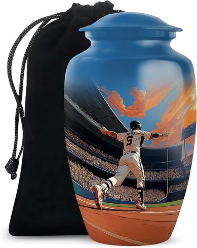 Baseball Urns for Human Ashes Adult Man - Blue Cremation Urns for Human Ashes - Small Keepsake for Mom - Stadium Urn for Adult Male - Unique Decorative Urn - Combo of 5-10 Inch & 3 Inch in Saudi Arabia