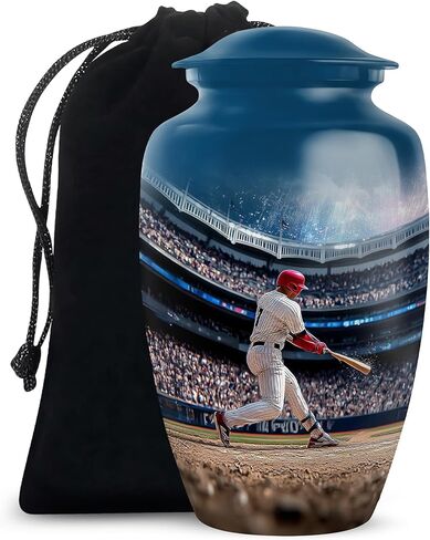 Baseball Urns for Human Ashes Adult Man - Blue Cremation Urns for Human Ashes - Small Keepsake for Mom - Stadium Urn for Adult Male - Unique Decorative Urn - Combo of 5-10 Inch & 3 Inch in Saudi Arabia