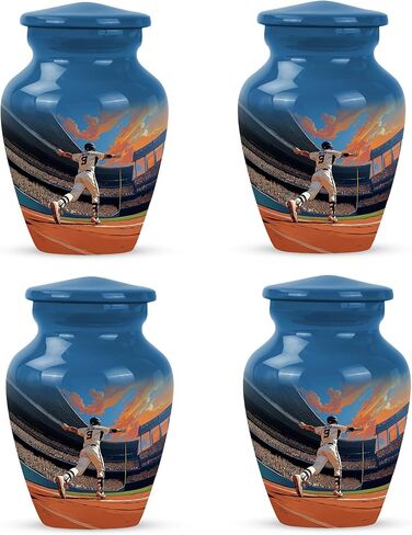 Baseball Urns for Human Ashes Adult Man - Blue Cremation Urns for Human Ashes - Small Keepsake for Mom - Stadium Urn for Adult Male - Unique Decorative Urn - Combo of 5-10 Inch & 3 Inch in Saudi Arabia