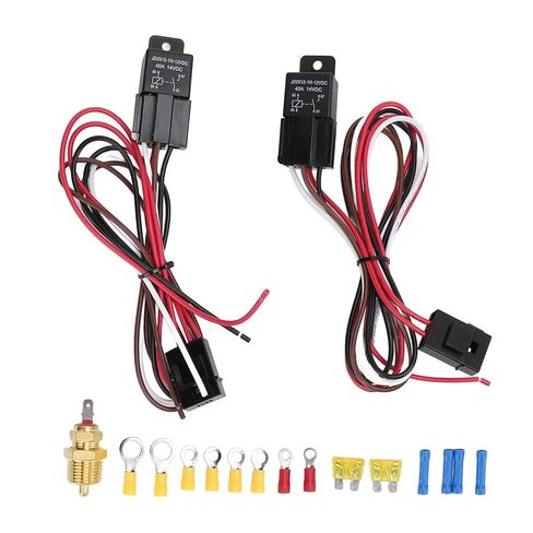 Dual Electric Fan Wiring Kit 12VDC for 10-16 Inch Fans, 185°F ON 175°F Off Thermostat Relay - Universal Cooling Fan Controller, Easy Installation for Automotive Radiator System in Kuwait