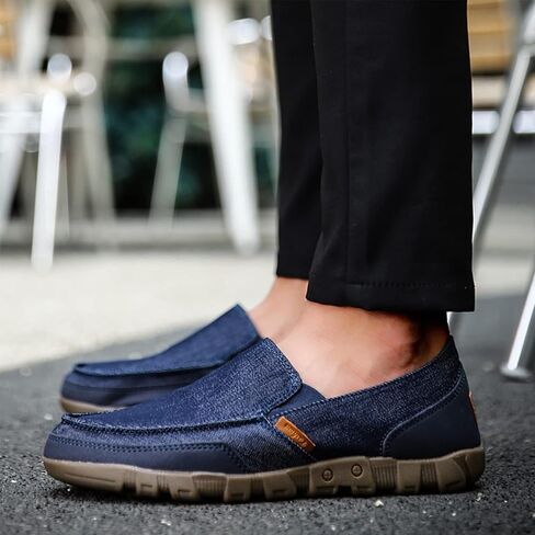 Men's Summer Canvas Slip On Boat Shoes Casual Vintage Non-Slip Lightweight Breathable Arch Support Round Toe Loafers Walking Shoes for Driving Outdoor in Saudi Arabia