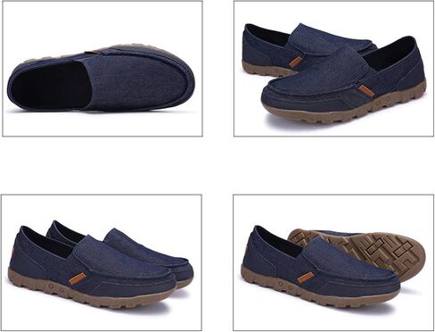 Men's Summer Canvas Slip On Boat Shoes Casual Vintage Non-Slip Lightweight Breathable Arch Support Round Toe Loafers Walking Shoes for Driving Outdoor in Saudi Arabia