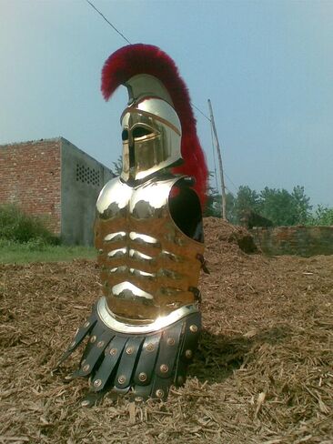 NauticalMart Armor Halloween Costume Wearable Muscle Armor with Corinthian Helmet Golden in Saudi Arabia