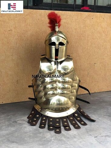 NauticalMart Armor Halloween Costume Wearable Muscle Armor with Corinthian Helmet Golden in Saudi Arabia
