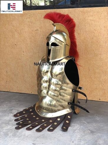NauticalMart Armor Halloween Costume Wearable Muscle Armor with Corinthian Helmet Golden in Saudi Arabia