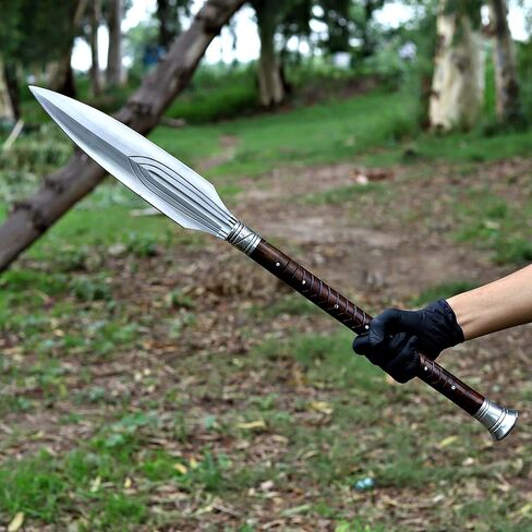 WAZIR CRAFTS HANDMADE|رمح فايكنغ مصنوع يدويًا - شفرة فولاذية مزورة، نسخة طبق الأصل من الأسلحة الإسكندنافية الأصلية، عمود من الخشب الصلب - إعادة تمثيل تاريخية، أو قطعة قابلة للتحصيل، أو عرض (WCSP-1) in Kuwait