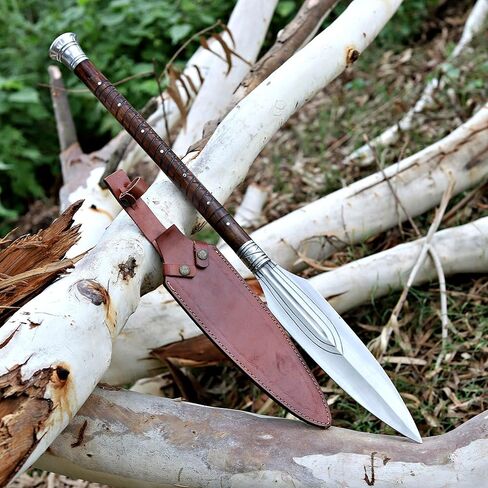 WAZIR CRAFTS HANDMADE|رمح فايكنغ مصنوع يدويًا - شفرة فولاذية مزورة، نسخة طبق الأصل من الأسلحة الإسكندنافية الأصلية، عمود من الخشب الصلب - إعادة تمثيل تاريخية، أو قطعة قابلة للتحصيل، أو عرض (WCSP-1) in Kuwait