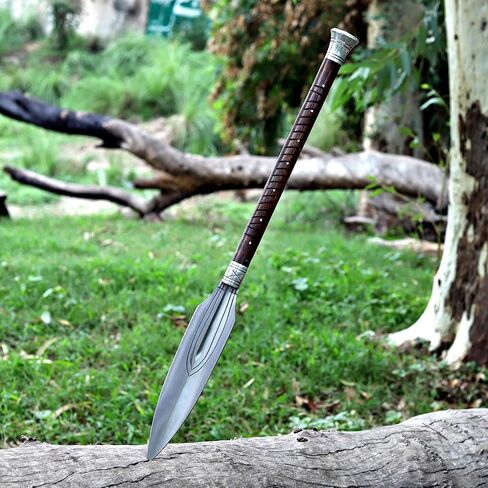 WAZIR CRAFTS HANDMADE|رمح فايكنغ مصنوع يدويًا - شفرة فولاذية مزورة، نسخة طبق الأصل من الأسلحة الإسكندنافية الأصلية، عمود من الخشب الصلب - إعادة تمثيل تاريخية، أو قطعة قابلة للتحصيل، أو عرض (WCSP-1) in Kuwait