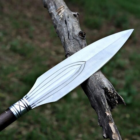 WAZIR CRAFTS HANDMADE|رمح فايكنغ مصنوع يدويًا - شفرة فولاذية مزورة، نسخة طبق الأصل من الأسلحة الإسكندنافية الأصلية، عمود من الخشب الصلب - إعادة تمثيل تاريخية، أو قطعة قابلة للتحصيل، أو عرض (WCSP-1) in Kuwait